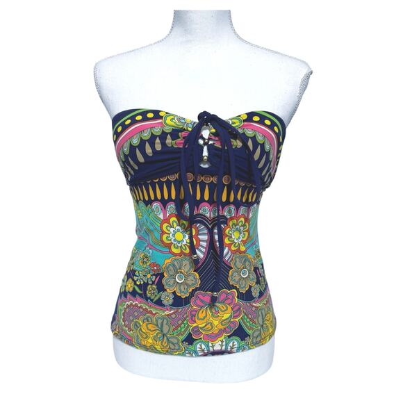 Nanette LEPORE Women’s Multicolor All Over Print Tankini Swim Top Size XS - Picture 3 of 12